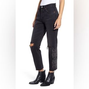 Levi’s studded premium 501 original cropped jeans